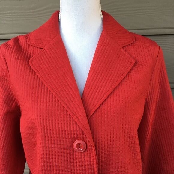 Women’s Red Silk & Cotton Quilted Jacket 14 - Picture 3 of 8